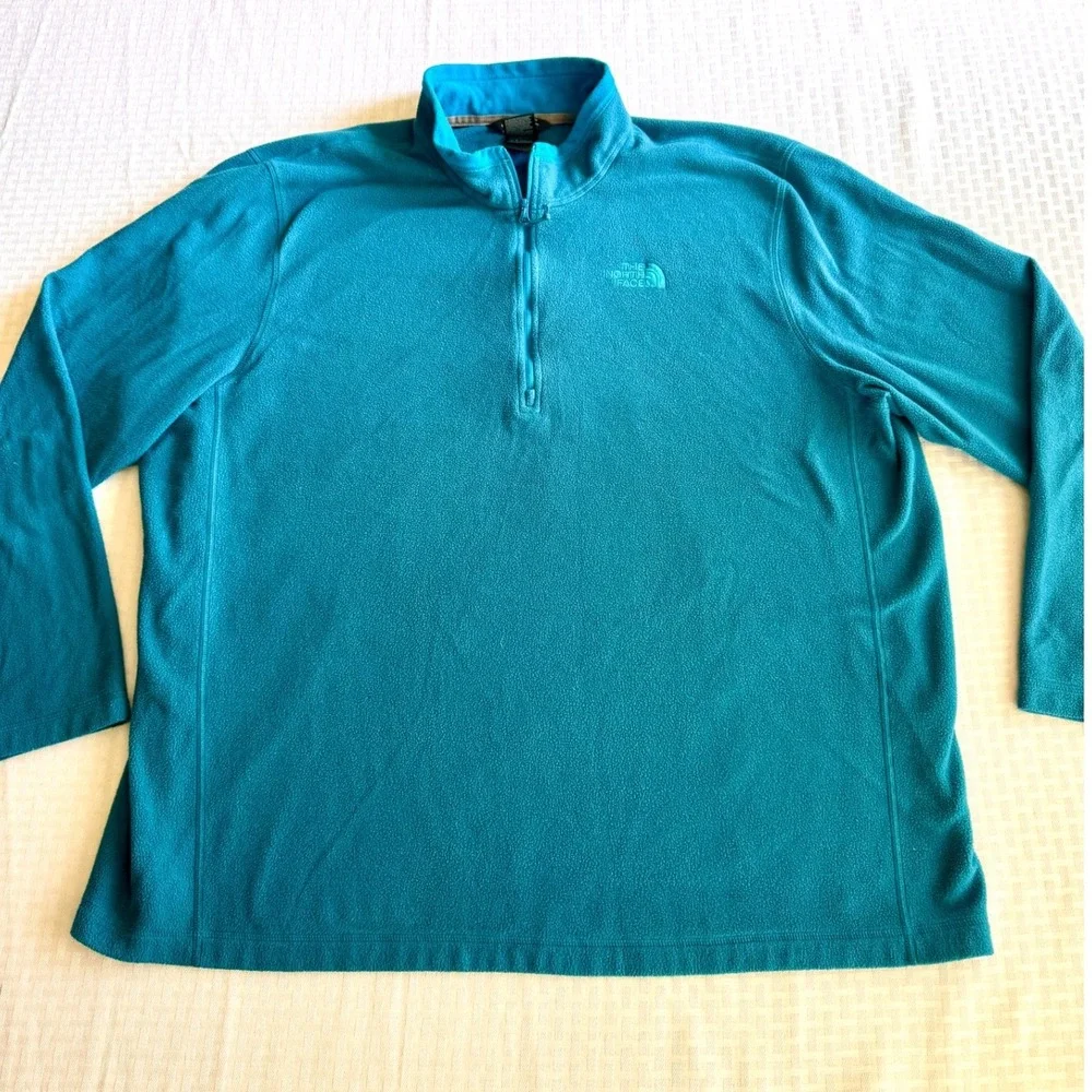 The North Face TKA 100 Fleece Pullover Teal Blue Mens XXL Quarter Zip Sweater